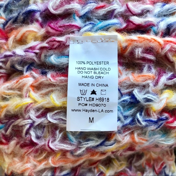 🏷️ SOLD Hayden Multi Color Fringe Yarn Loop Sweater Jacket - Picture 15 of 16